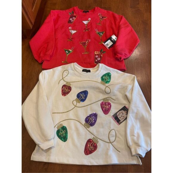 Woman’s brand new state of mine  with tags Christmas bling sweatshirt bundle siz - Picture 1 of 3